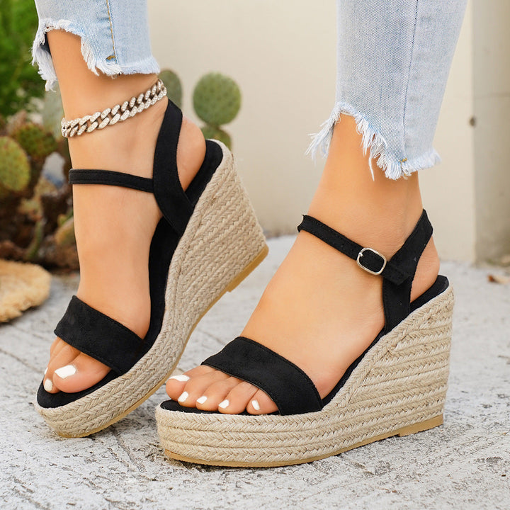 Damen Wedge-Sandalen mit elegantem Riemen und geflochtenem Design Drune
