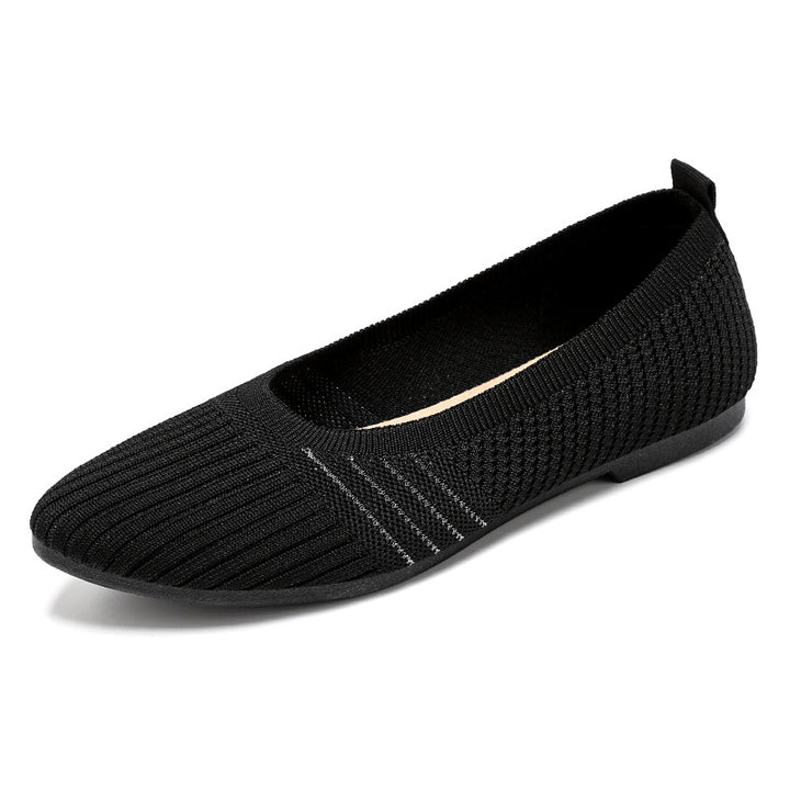 Damen nan gestrickter Ballerina-Slip-On mit sockenähnlichem Schaft, Memory-Komfortfußbett und flexibler rutschfester Laufsohle Drune