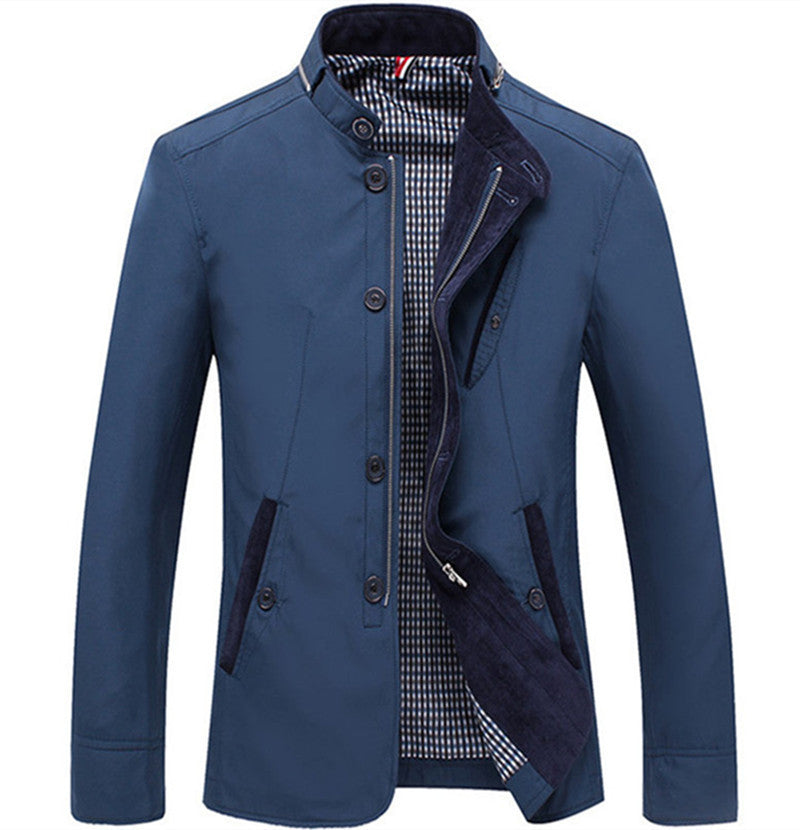 Herren Stehkragen‑Blouson mit verdeckter Zip‑ und Knopfleiste Drune