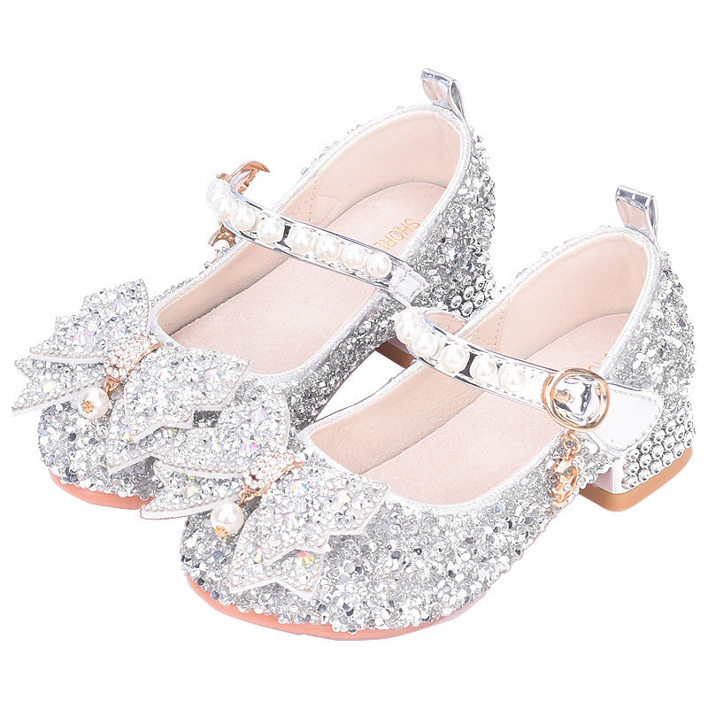 Mädchen Glitzernde Mary Jane Schuhe mit dekorativen Schleifen Drune