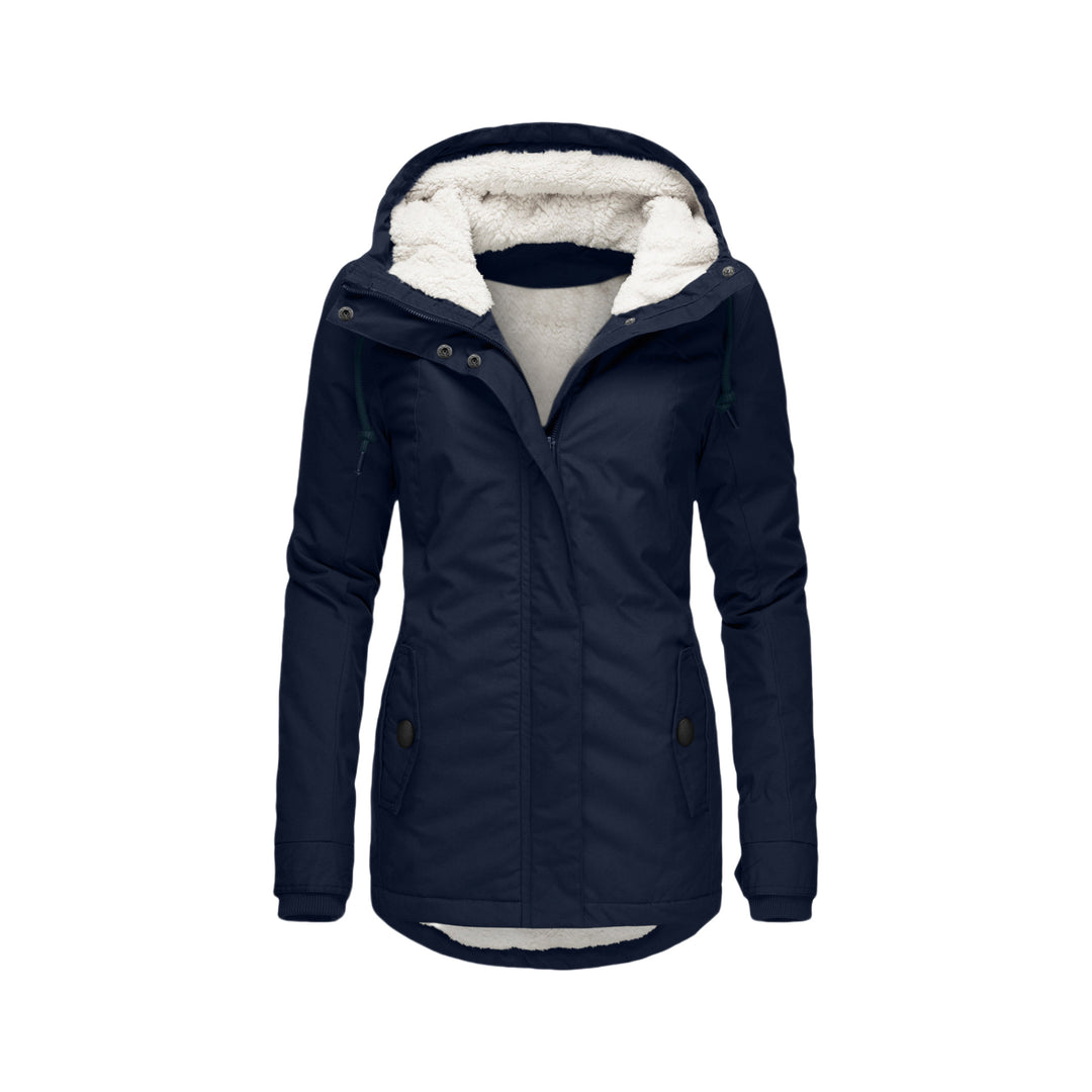 Damen Wasserabweisender Parka mit Teddyfutter, Kapuze und Taillierter Passform Drune