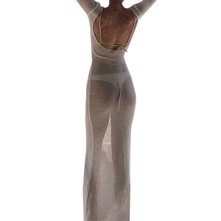 Damen Strick-Maxikleid mit langen Ärmeln und figurbetonendem Schnitt Drune