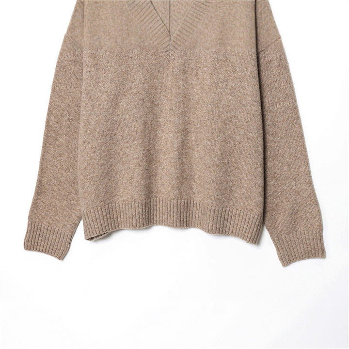 Damen V-Ausschnitt Pullover aus weicher Wolle Drune