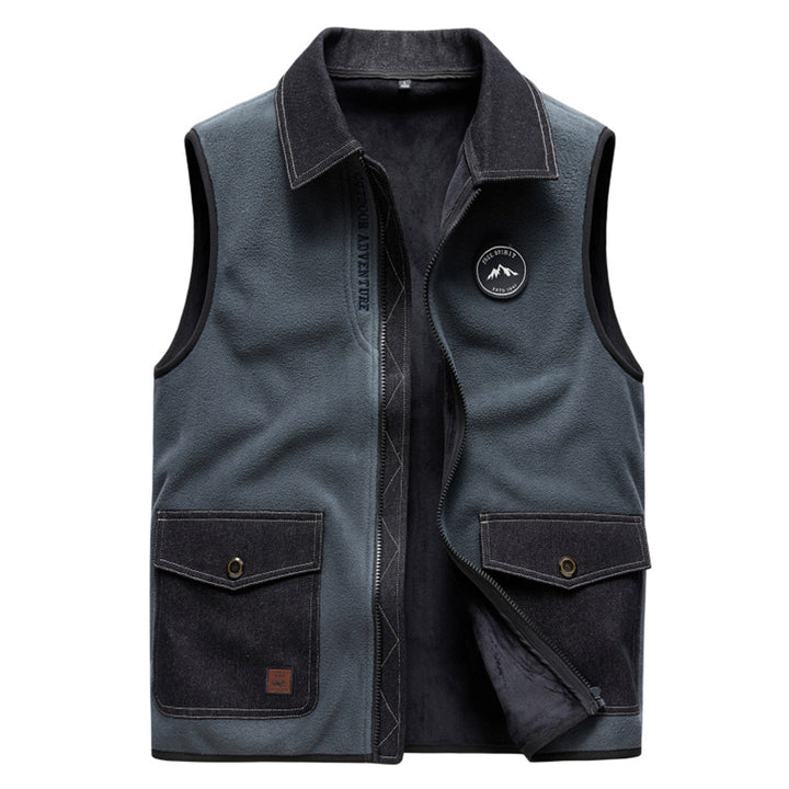 Herren Fleeceweste im Utility‑Look mit Hemdkragen, Reißverschluss und Pattentaschen Drune