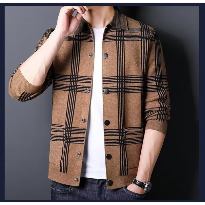 Herren Karierte Strickjacke mit modernem Schnitt Drune