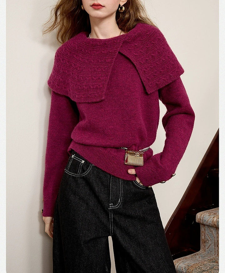 Damen Pullover mit einzigartigem Kragen und lässigem Design Drune