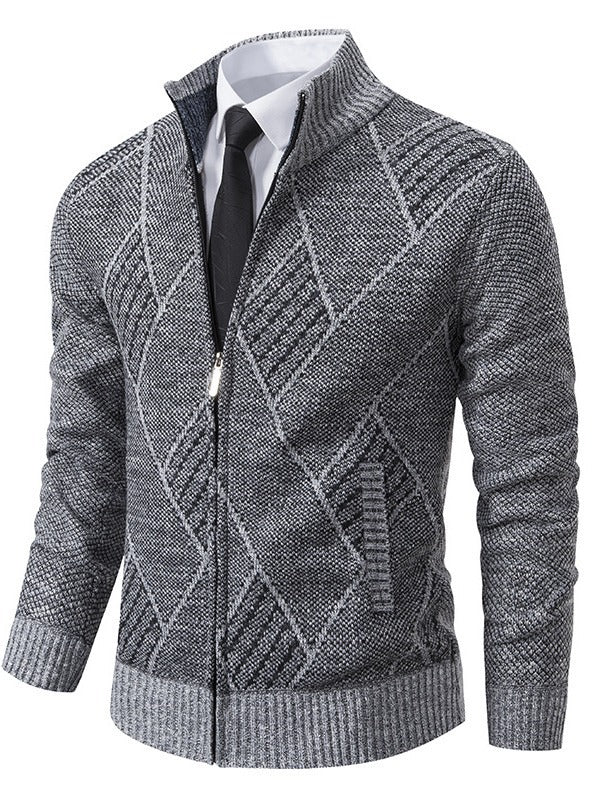 Herren Strickjacke mit modernem Zopfdesign und praktischem Reißverschluss Drune