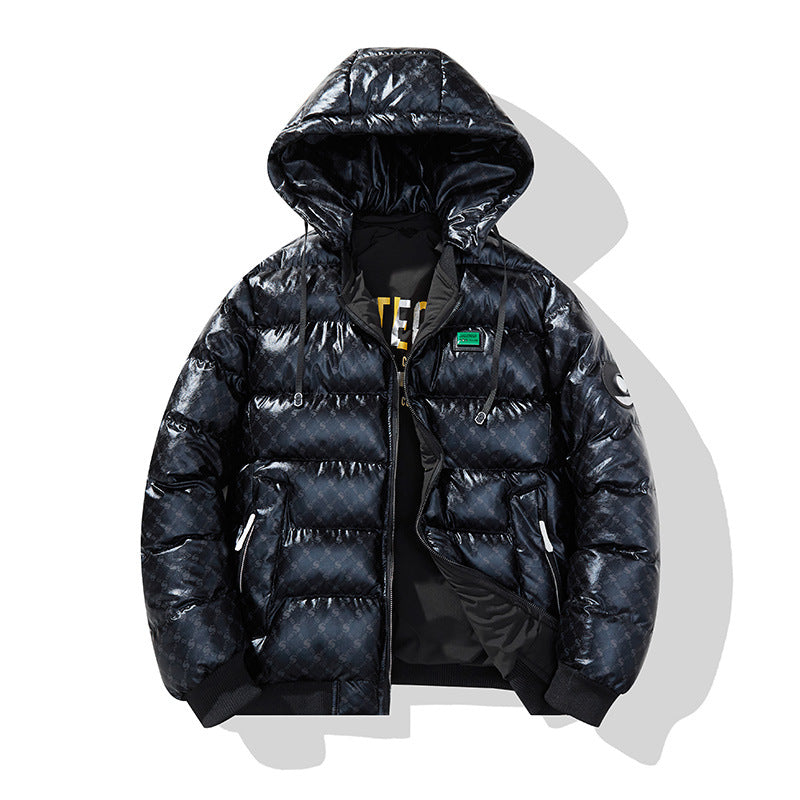Herren Modische Steppjacke mit Kapuze und glänzendem Finish Drune