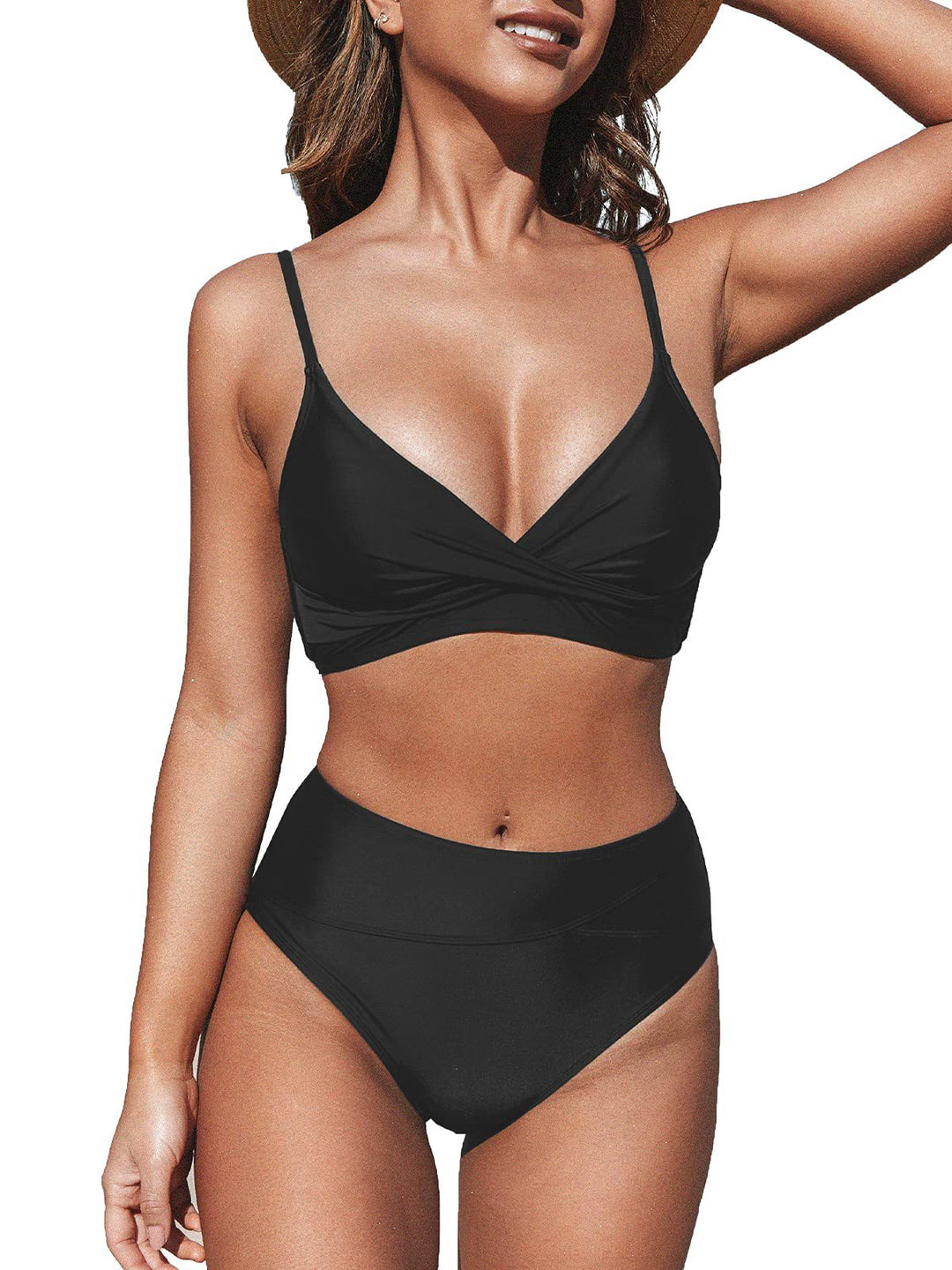 Damen Hochtailliertes Wickel-Bikini-Set Drune