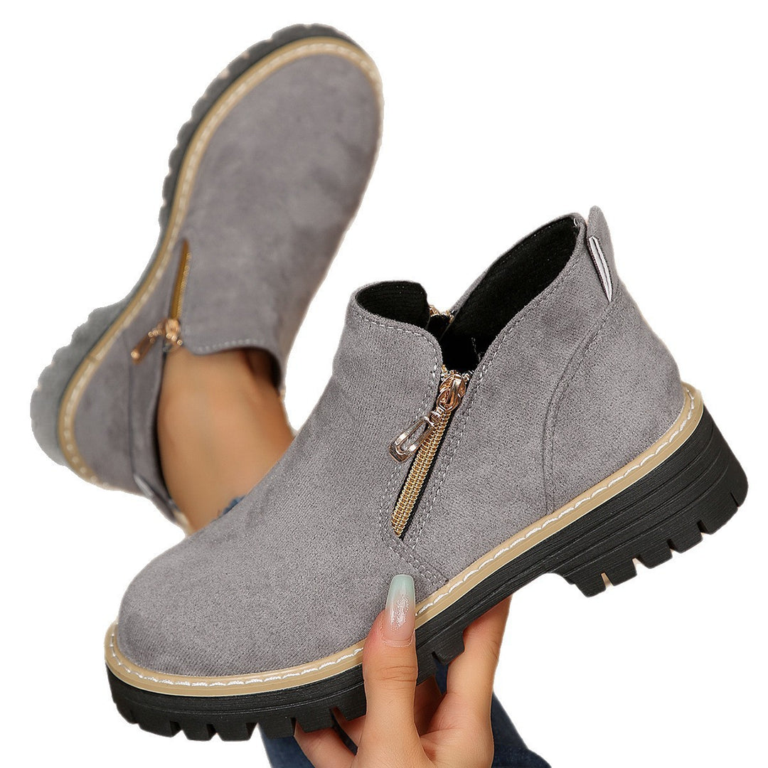 Damen Ankle-Boots mit Profilsohle, seitlichem Reißverschluss und gepolstertem Komfortschaft Drune