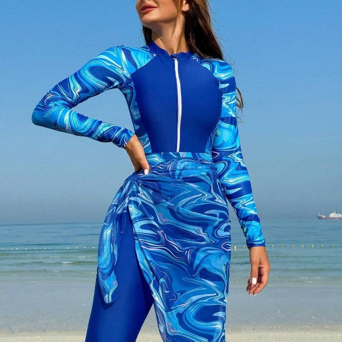 Damen Sportlicher Badeanzug mit elegantem Wickelrock Drune