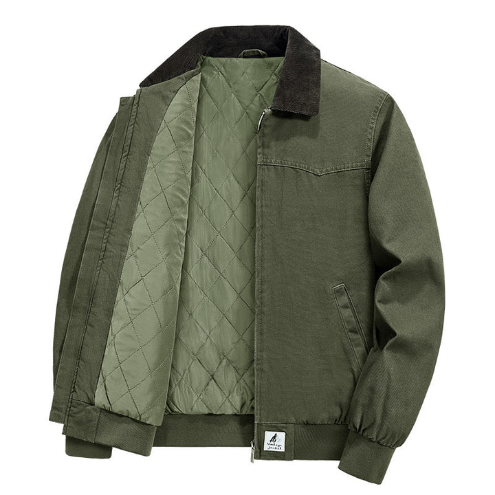 Herren Modische Übergangsjacke mit samtigem Kragen Drune
