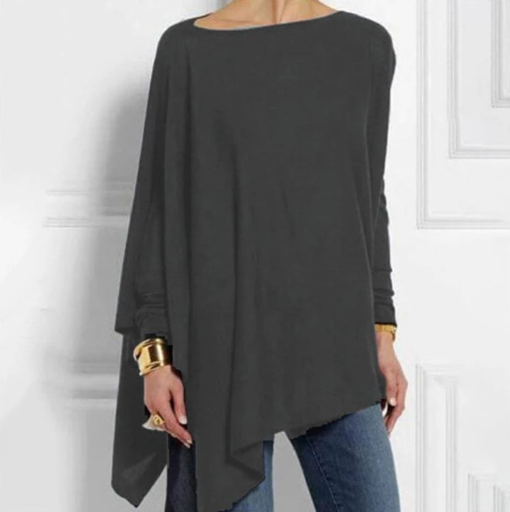 Damen nan drapierte Oversize-Tunika mit schrägem Zipfelsaum und weiten Fledermausärmeln Drune