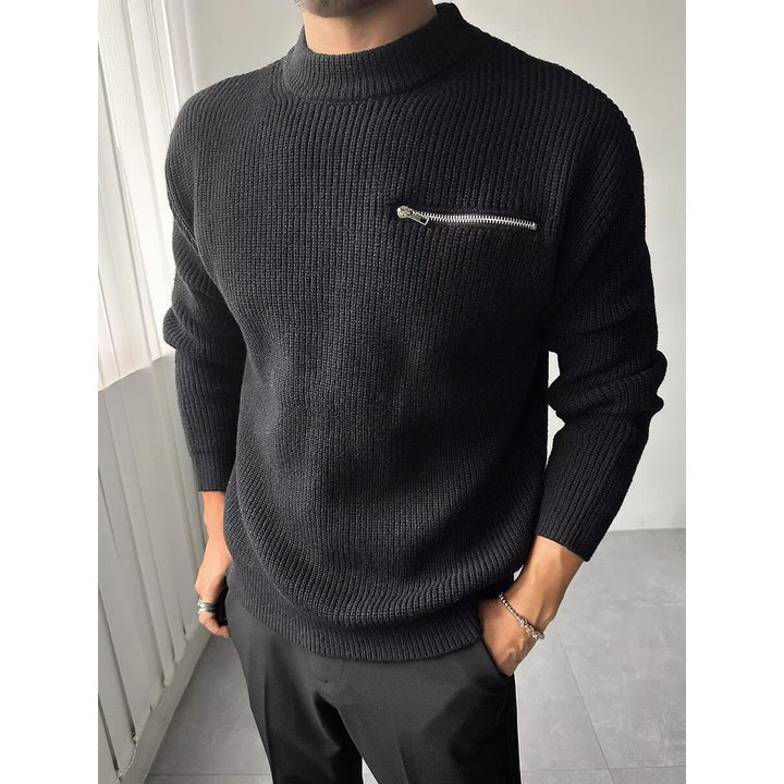 Herren Modischer Strickpullover mit Reißverschlusstasche Drune