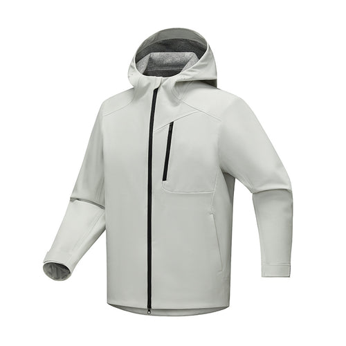 Herren Technische Softshell‑Regenjacke mit wasserdichter Membran, verschweißten Nähten & Kapuze Drune