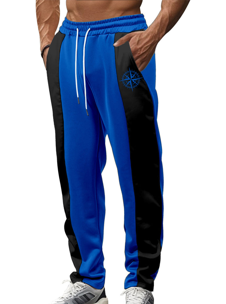 Herren nan sportive Trackpants mit seitlichen Kontrastbahnen elastischem Bund Kordelzug und Hirschstickerei Drune