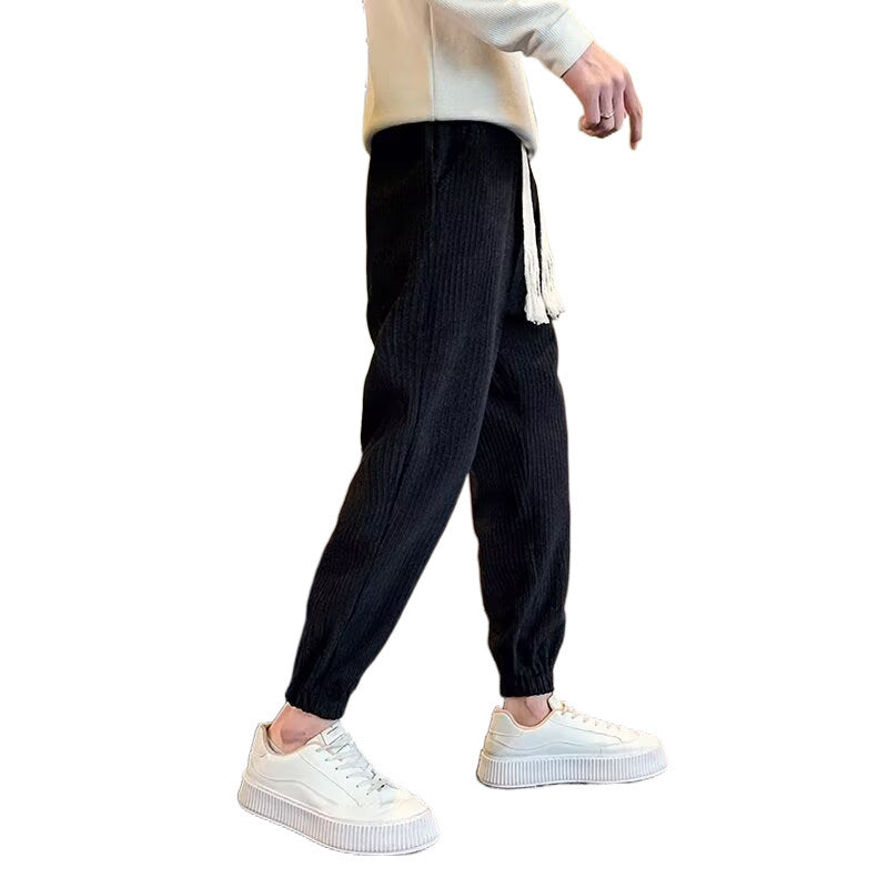 Herren Gerippte Relax-Jogginghose mit Tunnelzug, Eingrifftaschen und elastischen Saumabschlüssen Drune