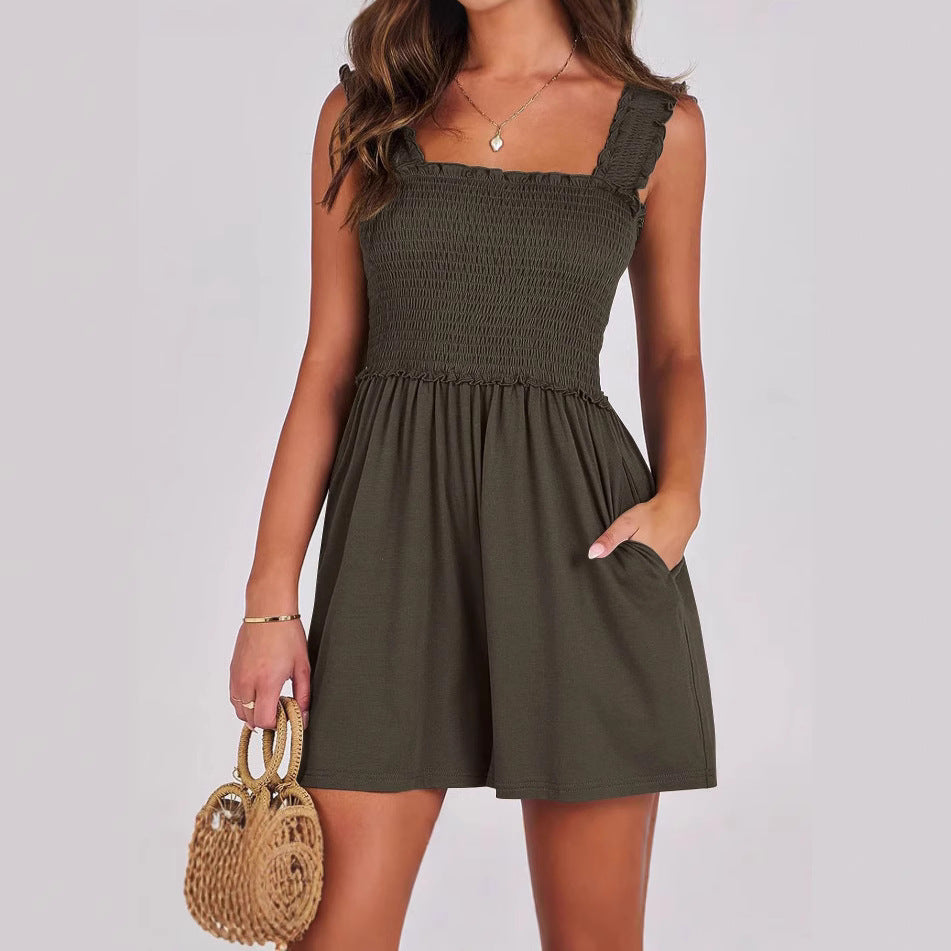 Damen verführerisches Sommerkleid mit Rüschendetails und praktischen Taschen Drune