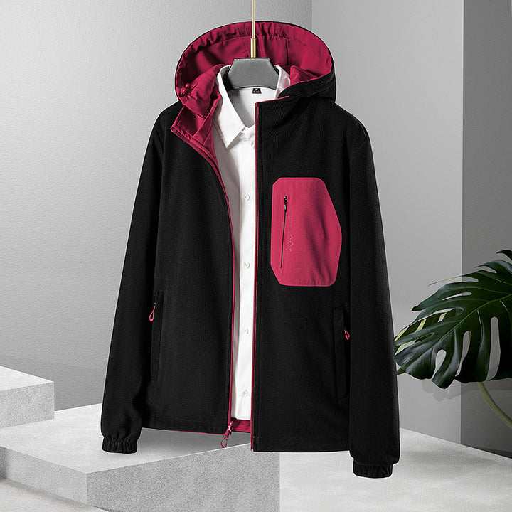 Damen Leichte wasserdichte Softshelljacke mit Kapuze und Brust-Reißverschlusstasche Drune