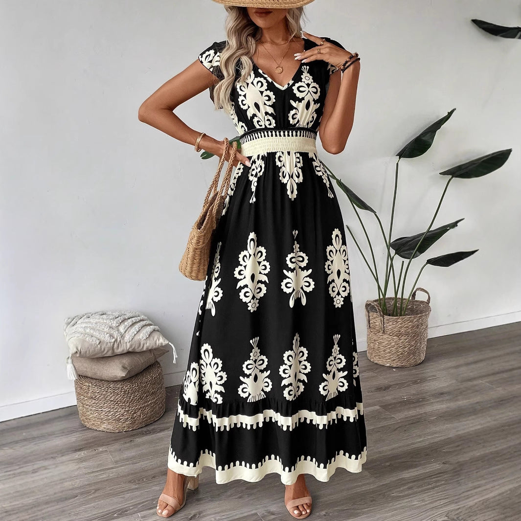 Damen Elegantes Maxikleid mit faszinierendem Musterdruck Drune