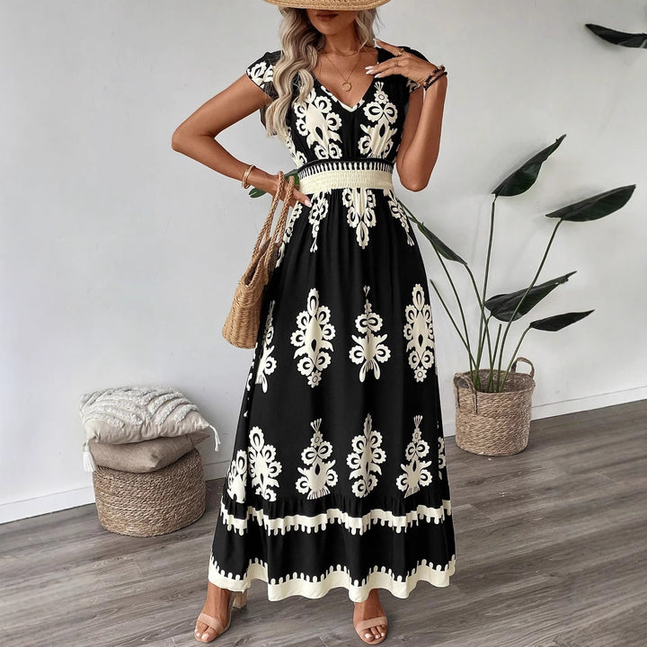 Damen Elegantes Maxikleid mit faszinierendem Musterdruck Drune