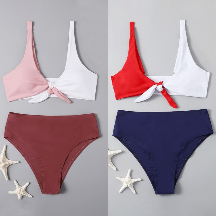 Damen Bikini-Set mit verspieltem Knoten und hochgeschnittenem Slip Drune