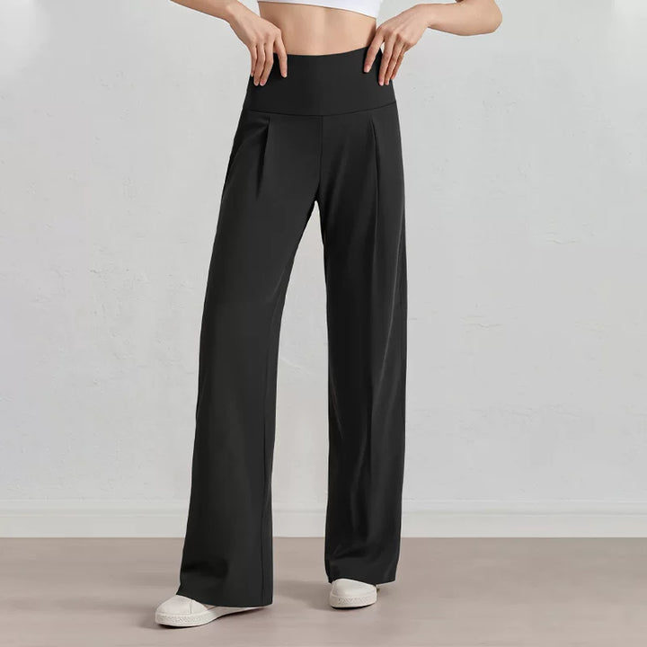 Damen Komfort-Faltenhose mit hohem Bund.