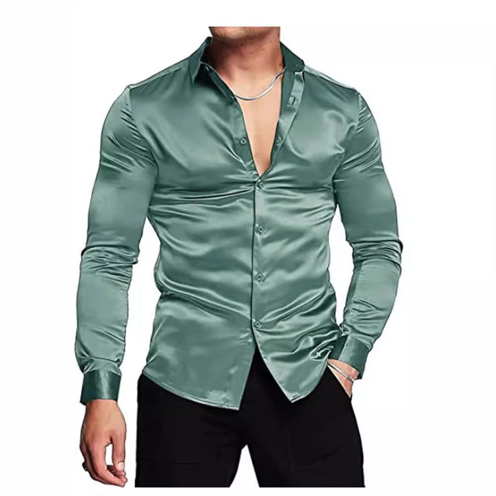 Herren Elegantes Hemd mit luxuriösem Satin-Finish und modernem Schnitt Drune