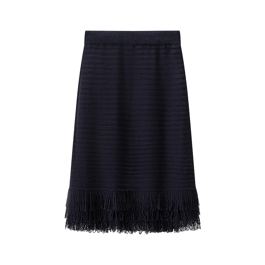 Damen nan gehäkelte Lochstrick-Cardigan mit Fransenbesatz und kastiger Silhouette Drune