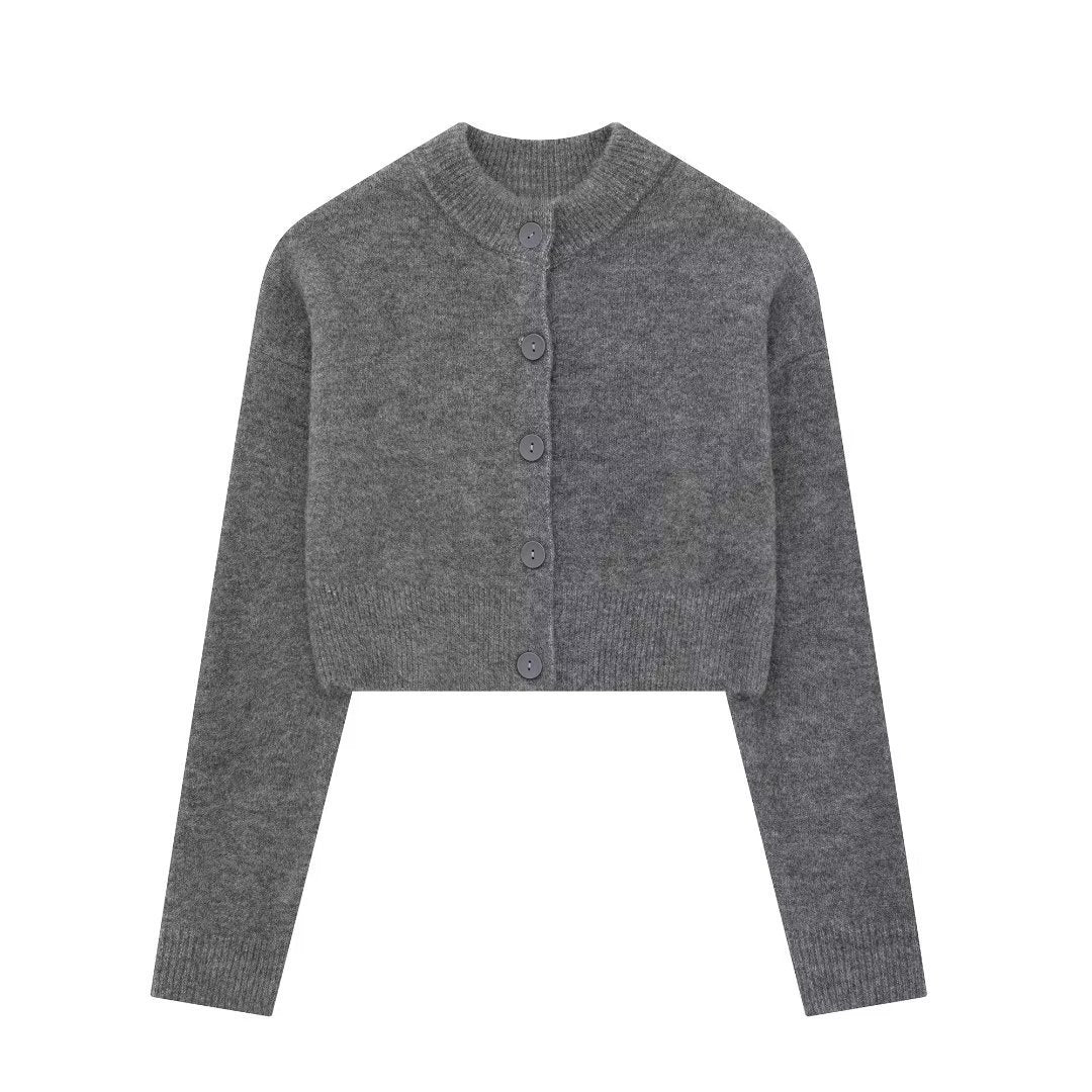 Damen cropped Strickjacke mit eleganten Knopfdetails Drune