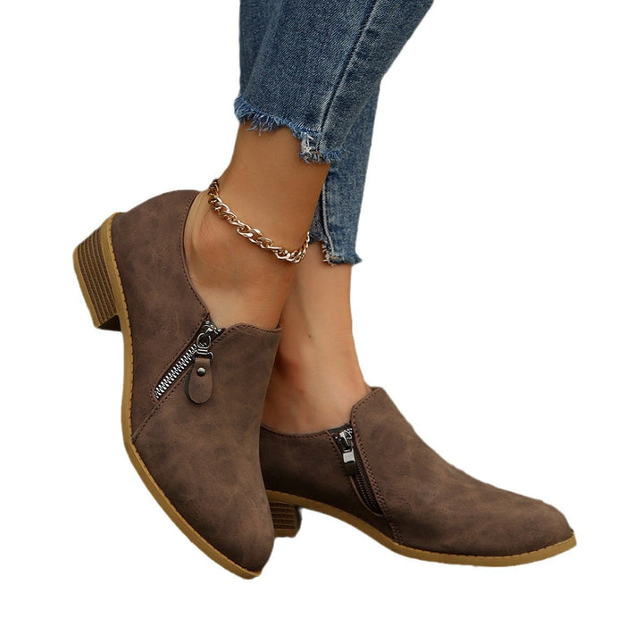 Damen Elegante Stiefeletten mit modischem Reißverschluss und komfortablem Blockabsatz Drune