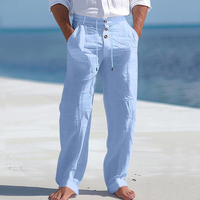 Herren lässige Hose mit hohem Bund und bequemen Taschen Drune