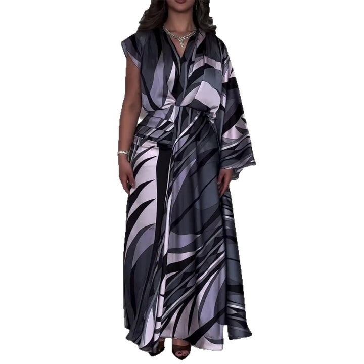 Damen Maxikleid mit innovativem Wickeldesign und schwingendem Saum Drune
