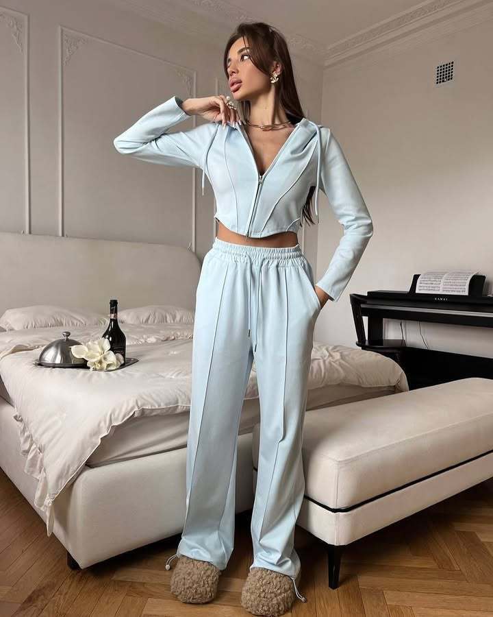 Damen stylisches Kapuzenset mit elegantem Reißverschluss Drune