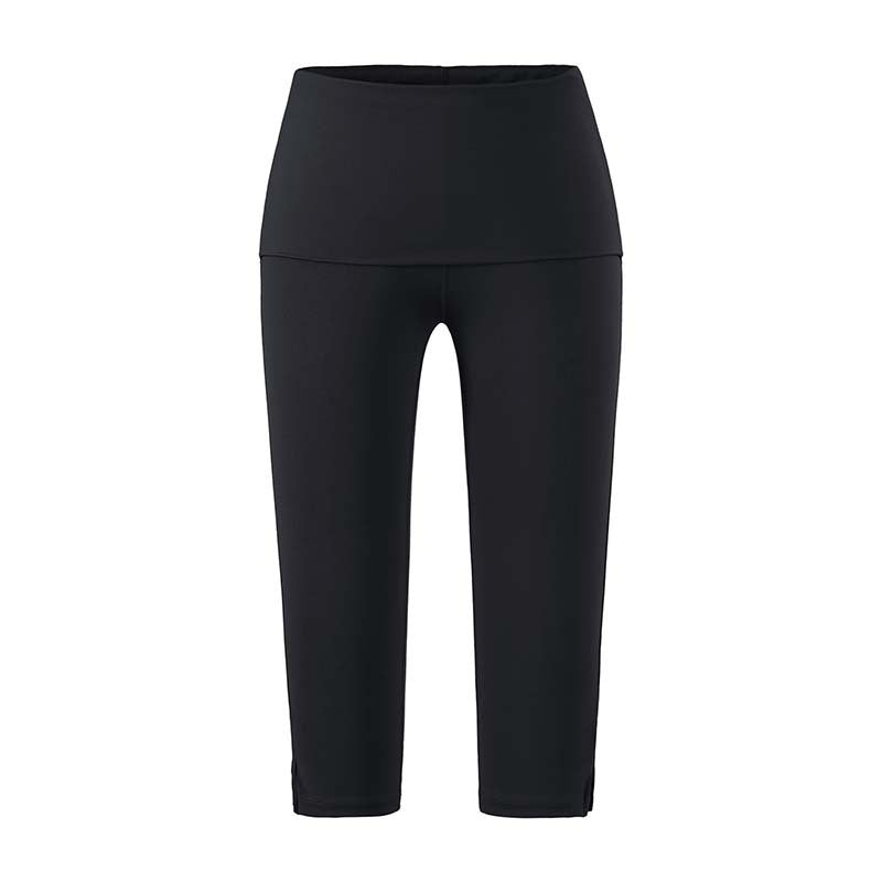 Damen Capri-Leggings mit hohem Umschlagbund, Shaping-Effekt und seitlichem Bein-Schlitz Drune