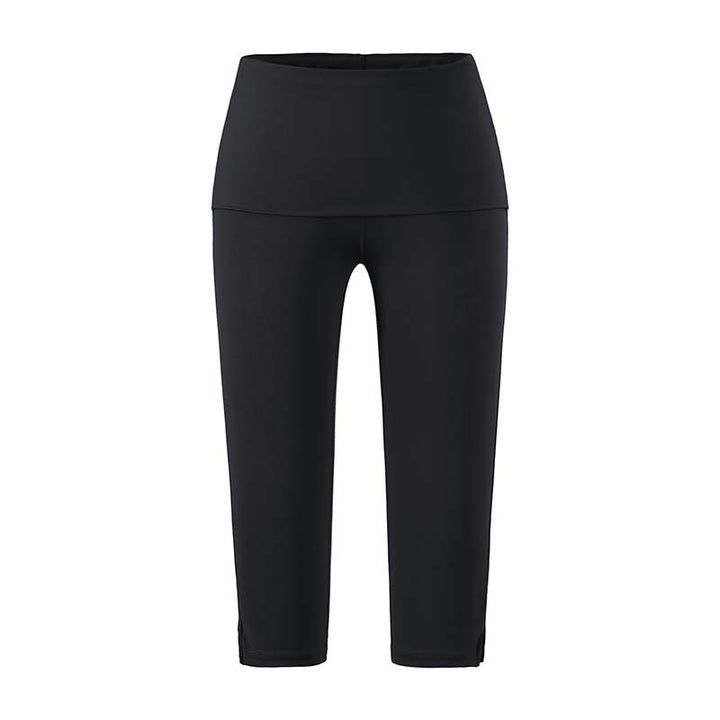 Damen Capri-Leggings mit hohem Umschlagbund, Shaping-Effekt und seitlichem Bein-Schlitz Drune