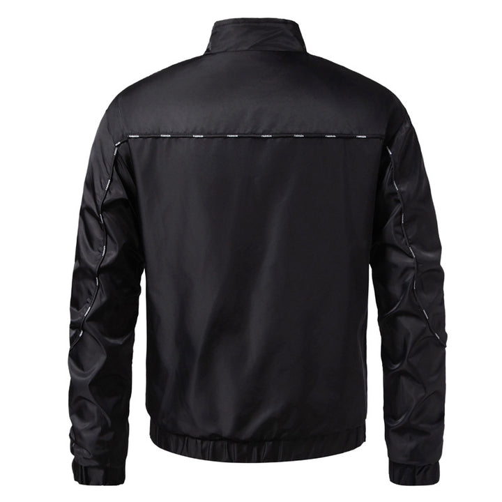 Herren Leichte Utility-Bomberjacke mit Pattentaschen, Stehkragen und elastischem Saum Drune