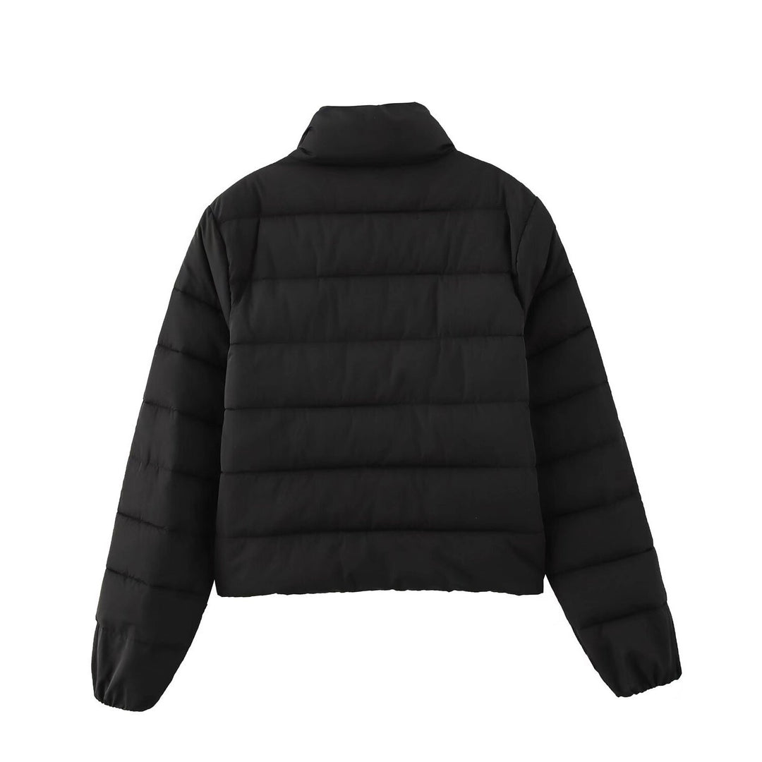 Damen Kurze gesteppte Jacke mit Stehkragen, Reißverschluss und elastischen Bündchen Drune