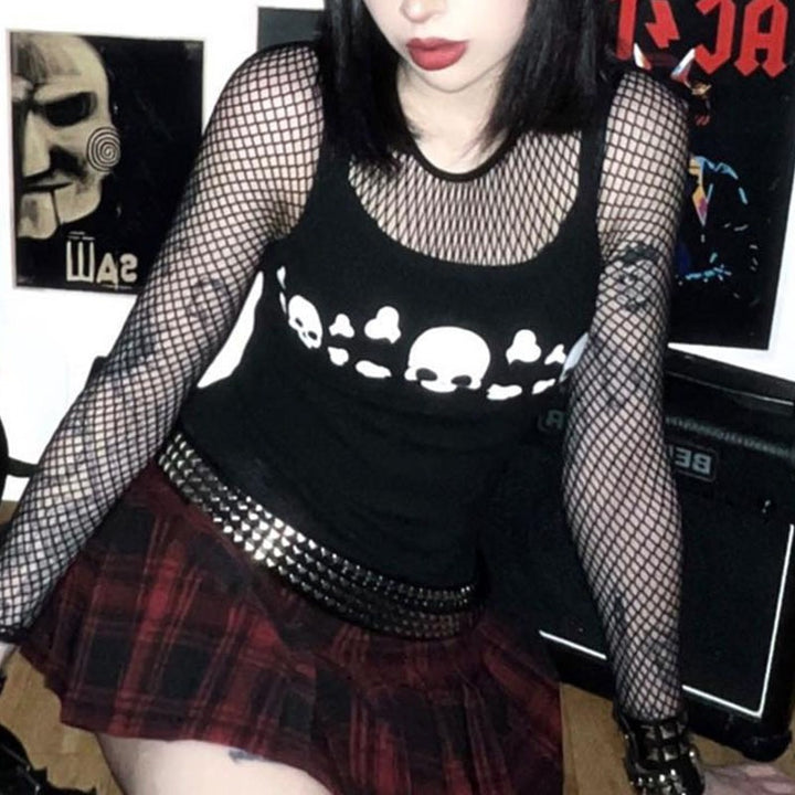 Damen Tanktop mit auffälligem Totenkopf-Design Drune