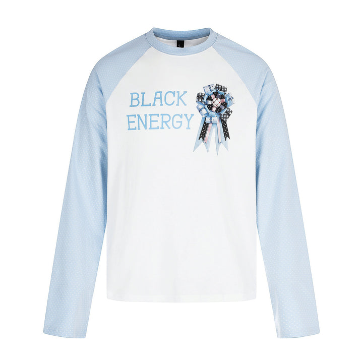 Damen Langarmshirt mit Raglanärmeln, dekorativem Schleifen-Print und weichem Baumwollmix Drune