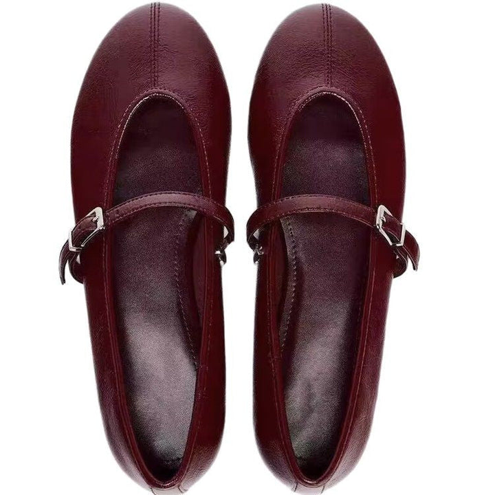 Damen Ballerinas mit verstellbarem Riemen und glänzendem Obermaterial Drune