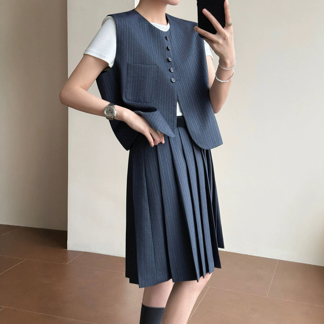Damen Elegante Blazer-Weste mit gestreiftem Design Drune