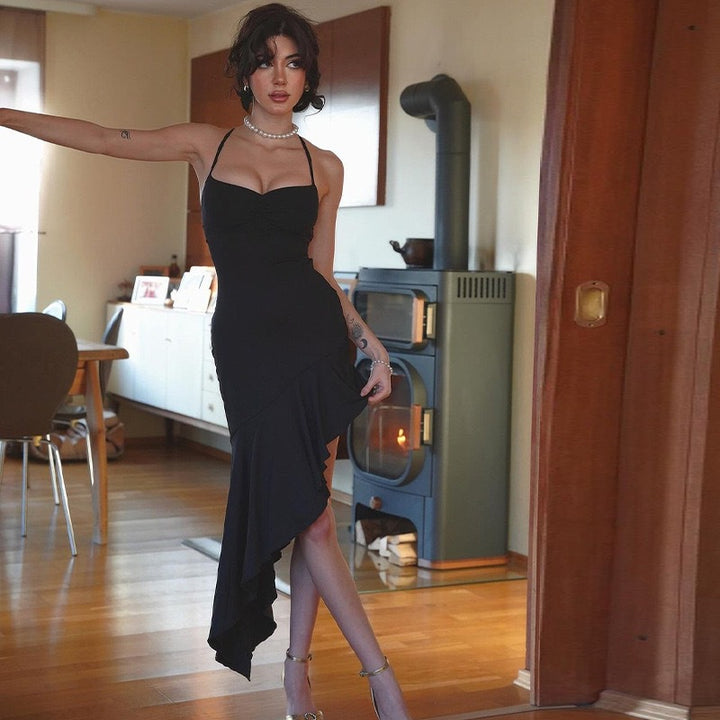 Damen Elegantes Maxikleid mit hohem Schlitz und offenem Rücken Drune