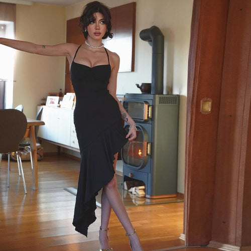 Damen Elegantes Maxikleid mit hohem Schlitz und offenem Rücken Drune