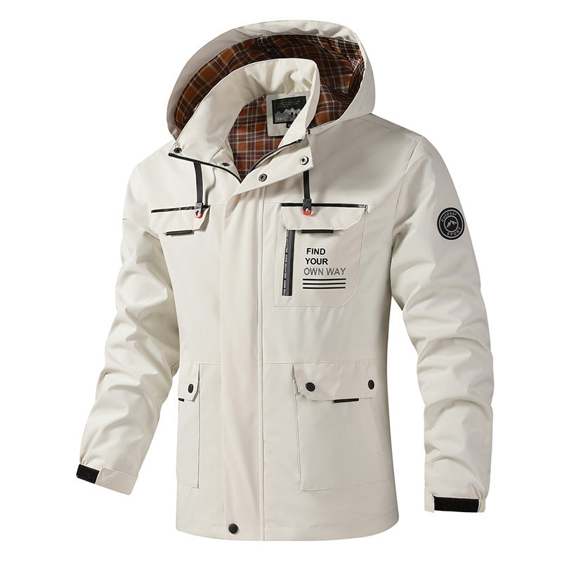 Herren Wasserfeste Outdoor-Jacke mit verstellbarer Kapuze