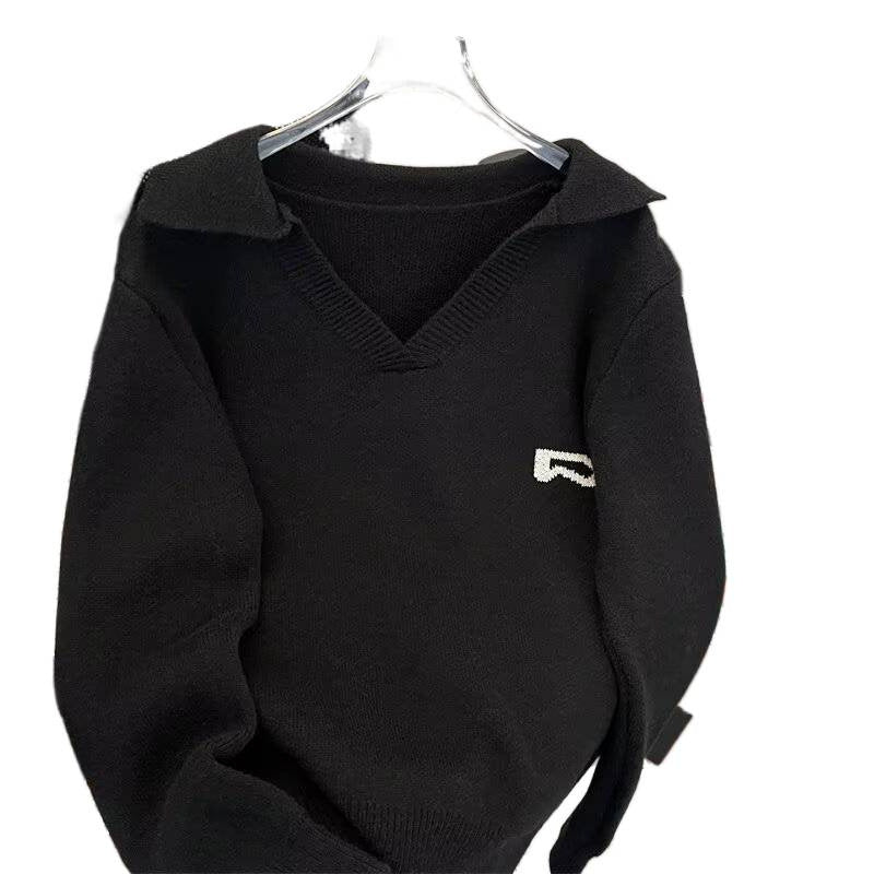 Damen V-Ausschnitt Strickpullover mit raffinierter Struktur Drune