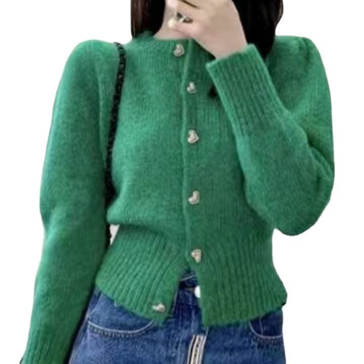 Damen Strickjacke mit Herzknöpfen und feiner Rippstruktur Drune
