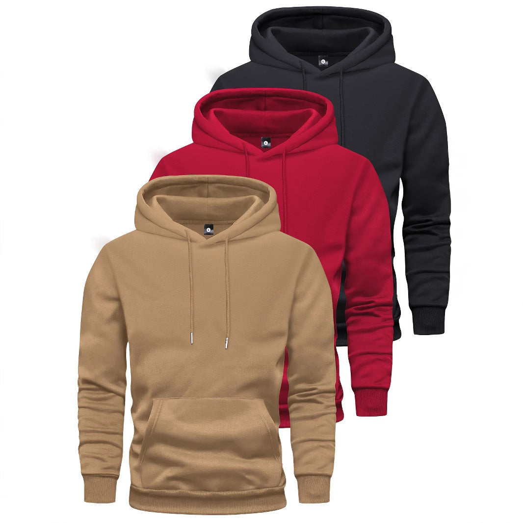 Unisex schlichter Kapuzenpullover mit Kängurutasche, gerippten Bündchen und relaxed Fit Drune