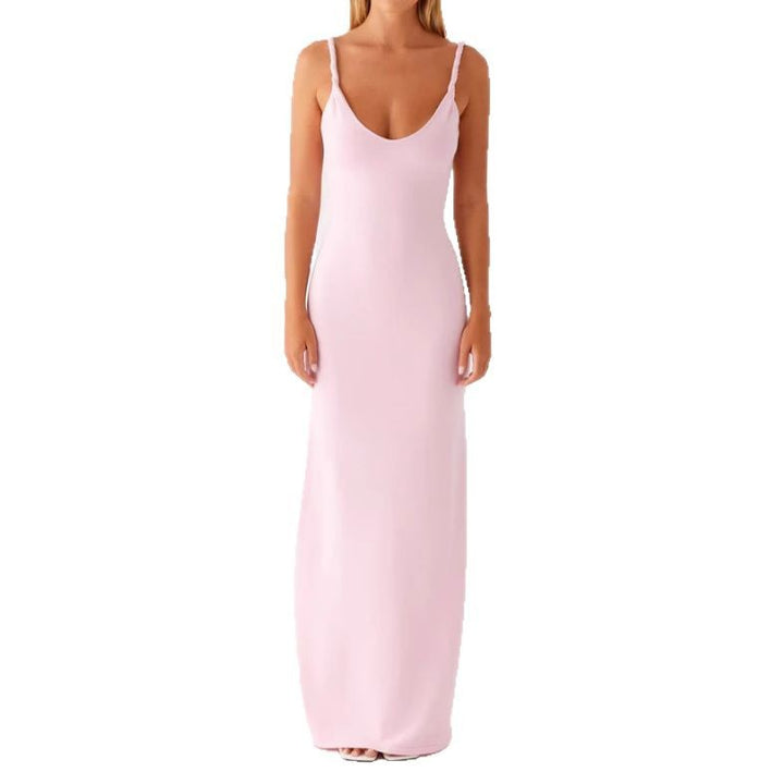 Damen Maxikleid mit schmalen Spaghettiträgern und elegantem V-Ausschnitt Drune