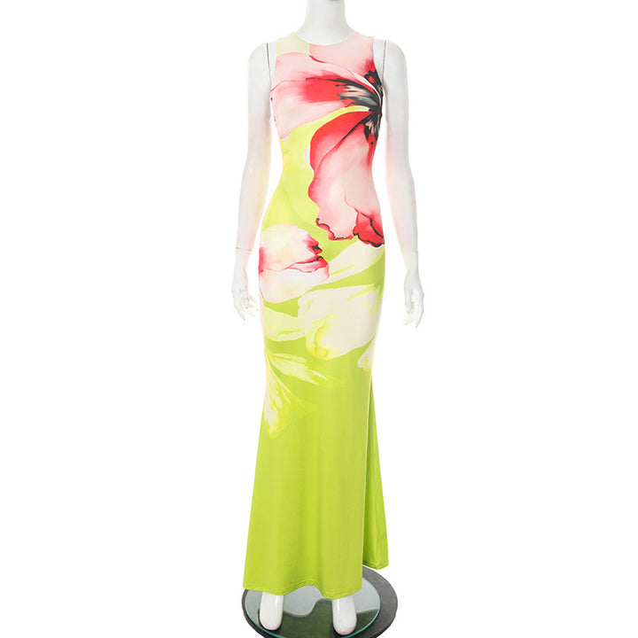 Damen Langarm Maxikleid mit floralem Design Drune